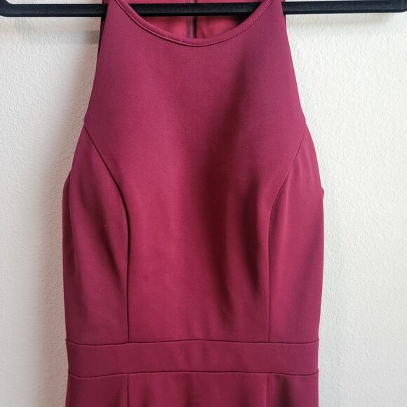 ABBY PARIS Floor-Lenght Formal Dress Burgundy Slit at Front Sz 8 Tall - Picture 4 of 10